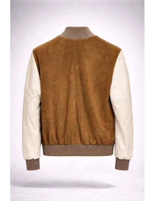 Bomber in camoscio e pelle