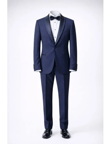 Abito sciallato con profilo in raso