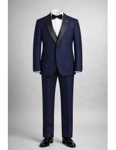 Abito Blu Con Lancia In Raso