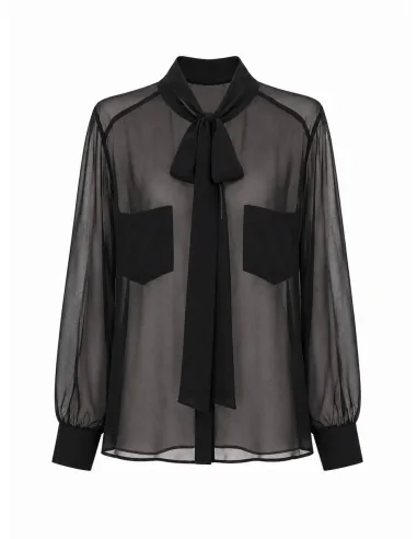 Camicia nera con fiocco