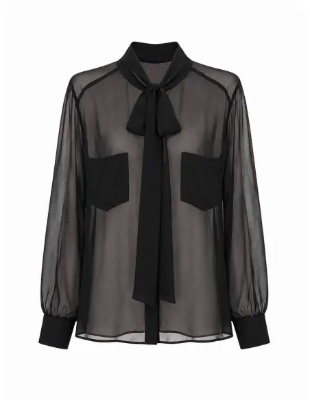 Camicia nera con fiocco