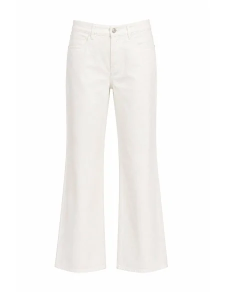 Jeans in bull di cotone vita alta