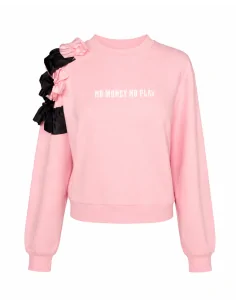 Maglia Felpata Rosa Con Ruches